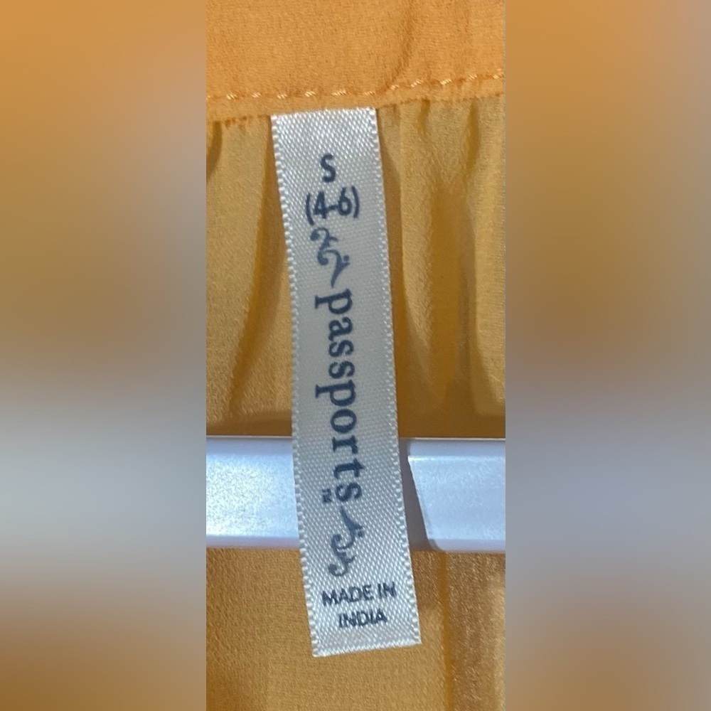 Passports New York & Company Orange Semi-sheer Button Up Top, Sz S, 3/4 Sleeves - Picture 3 of 6